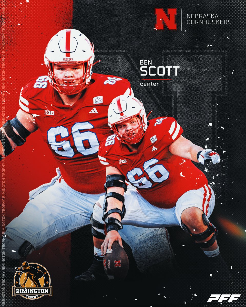 According to @pffcollege @huskerfootball center Ben Scott has only allowed 1 sack across 197 pass blocking snaps and has a 70.0 pass blocking grade in 2023. #rimingtonwatchlist