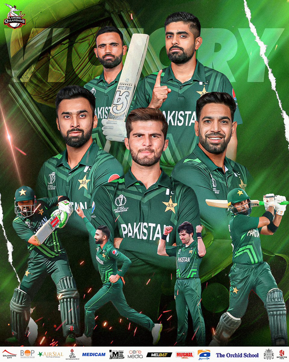 'Green and white, victorious in the fight! 🇵🇰🏏 #CWC23 #WorldCup2023 #qalandarfamily #Mainhoonqalandar #Dilse