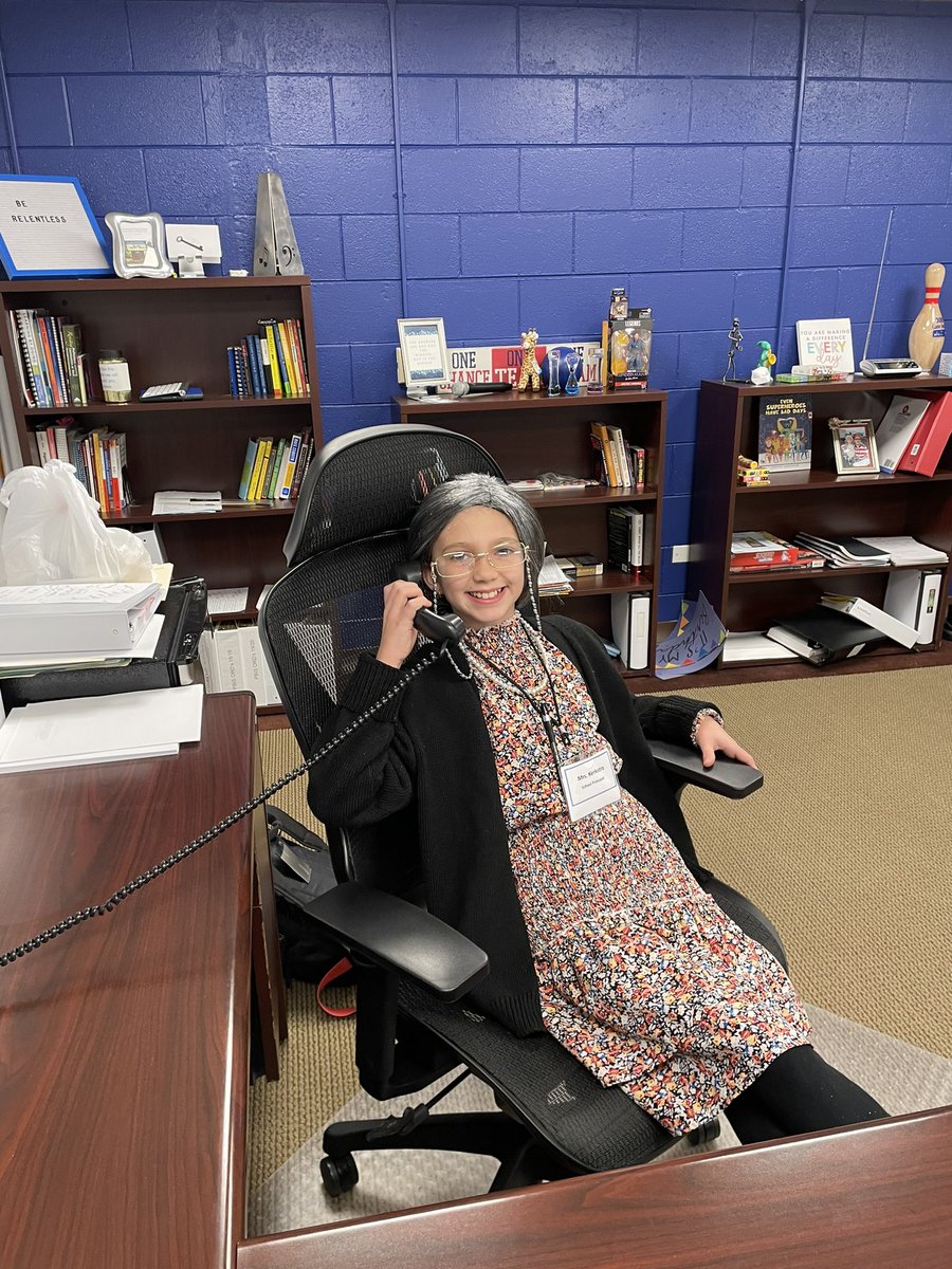 A blast from the past!!! A Kerkstra student dressed as former principal Mrs. Kerkstra. We’ll done!!! Great Halloween costume!