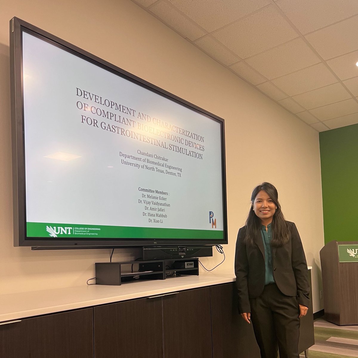 Congratulations to Dr. Chandani Chitrakar on her successful dissertation defense! Her project covering
"Development and Characterization of Complaint Gastrointestinal Bioelectronic Devices" was very impressive!