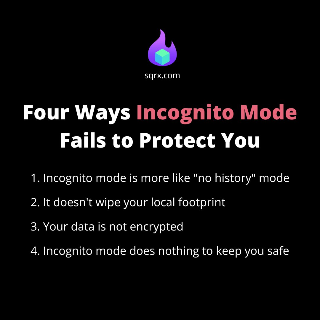 As we bid adieu to #CybersecurityAwarenessMonth, let's also say farewell to using the most common 'security tool' everyone uses - Incognito Mode 🙄 

Incognito Mode doesn't do anything to protect your privacy, read more at labs.sqrx.com/is-incognito-m…