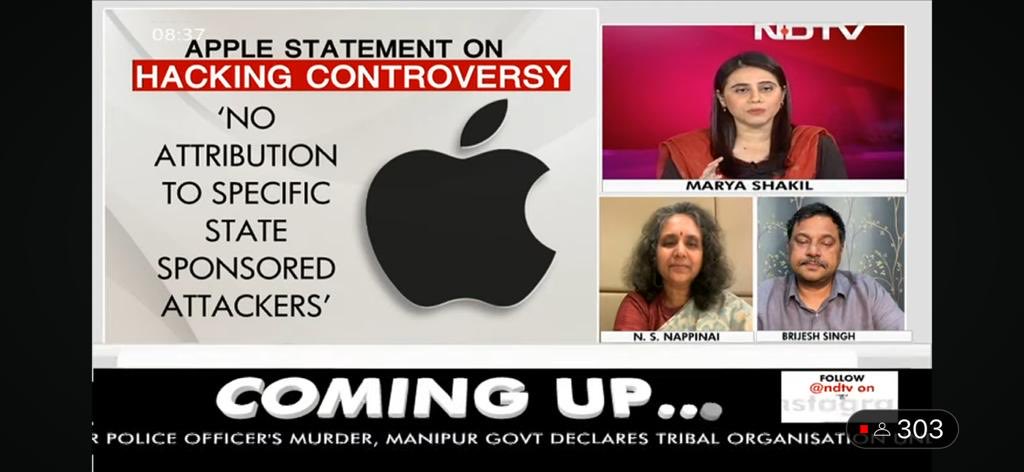 Just spoke on ⁦@ndtv⁩ about the Apple alerts controversy.