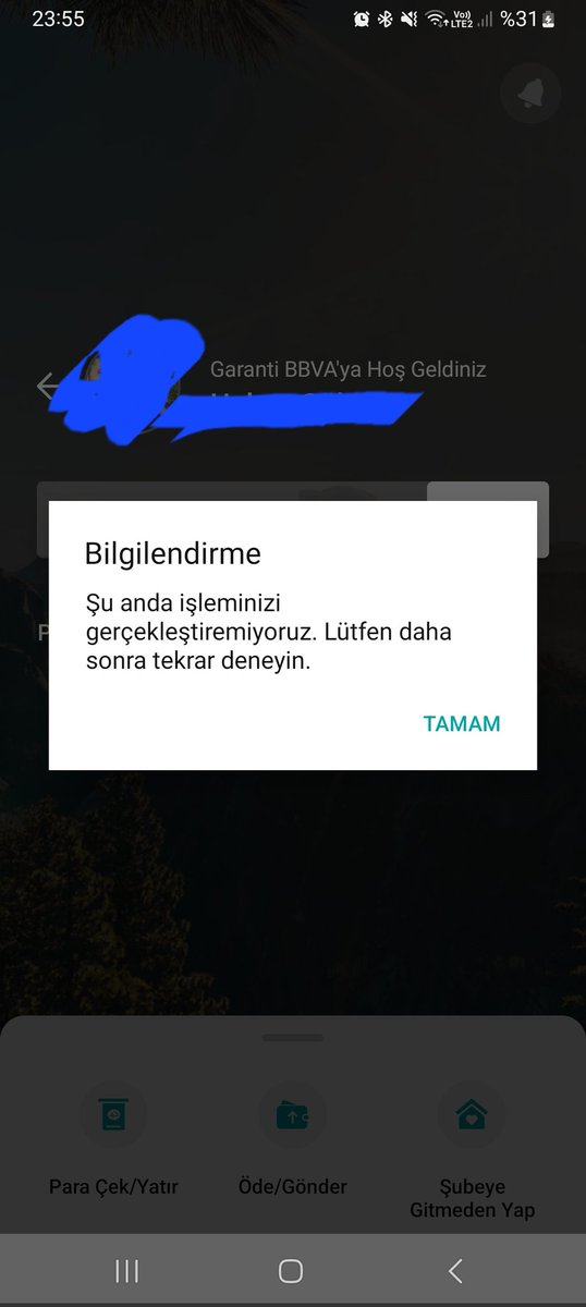 Hayırdır? Mobil şubeye niye giremiyoruz ?@GarantiBBVA #GarantiBBVA