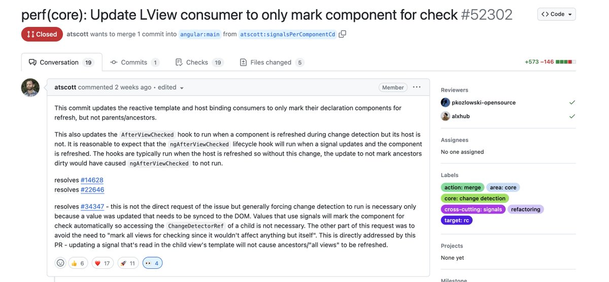 Enea_Jahollari's tweet image. While you&apos;re still waiting for the secret to drop, here&apos;s something that will affect your apps for gooood 🔥!!

Angular just got local change detection when using signals 🤯🤯🤯🤯🤯🤯🤯!!!! 

github.com/angular/angula…

#angular