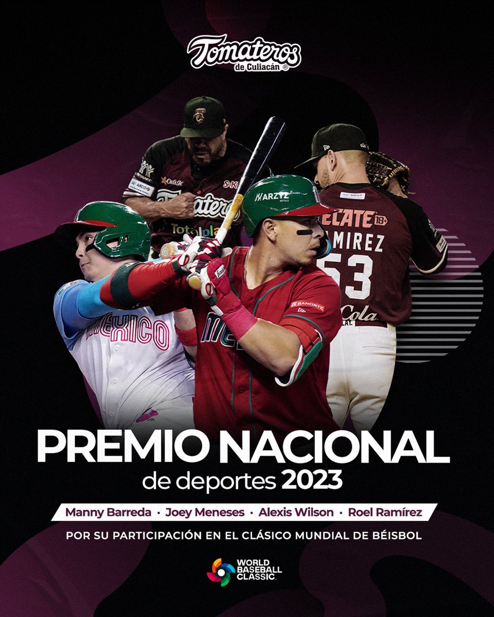 ORGULLO GUINDA Y ORGULLO NACIONAL👏🇲🇽 

Muchas felicidades a nuestros 4 peloteros que son acreedores del Premio Nacional de Deportes gracias a su participación en el WBC⚾️👌.

También allá estuvieron #OnFire 🔥