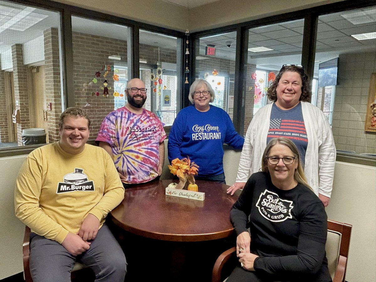 BenNovitsky's tweet photo. Happy Halloween from the Parish Office! 👻🎃

This year… favorite restaurant shirts! https://t.co/oILdUXaBGZ