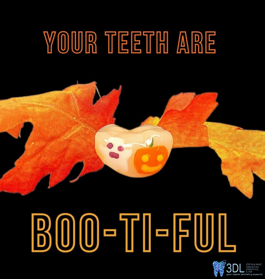 dynamicdigident's tweet image. Boo-tiful Teeth Begin Here: Happy Halloween from our lab!  #toothtattoo #Halloween #3DL