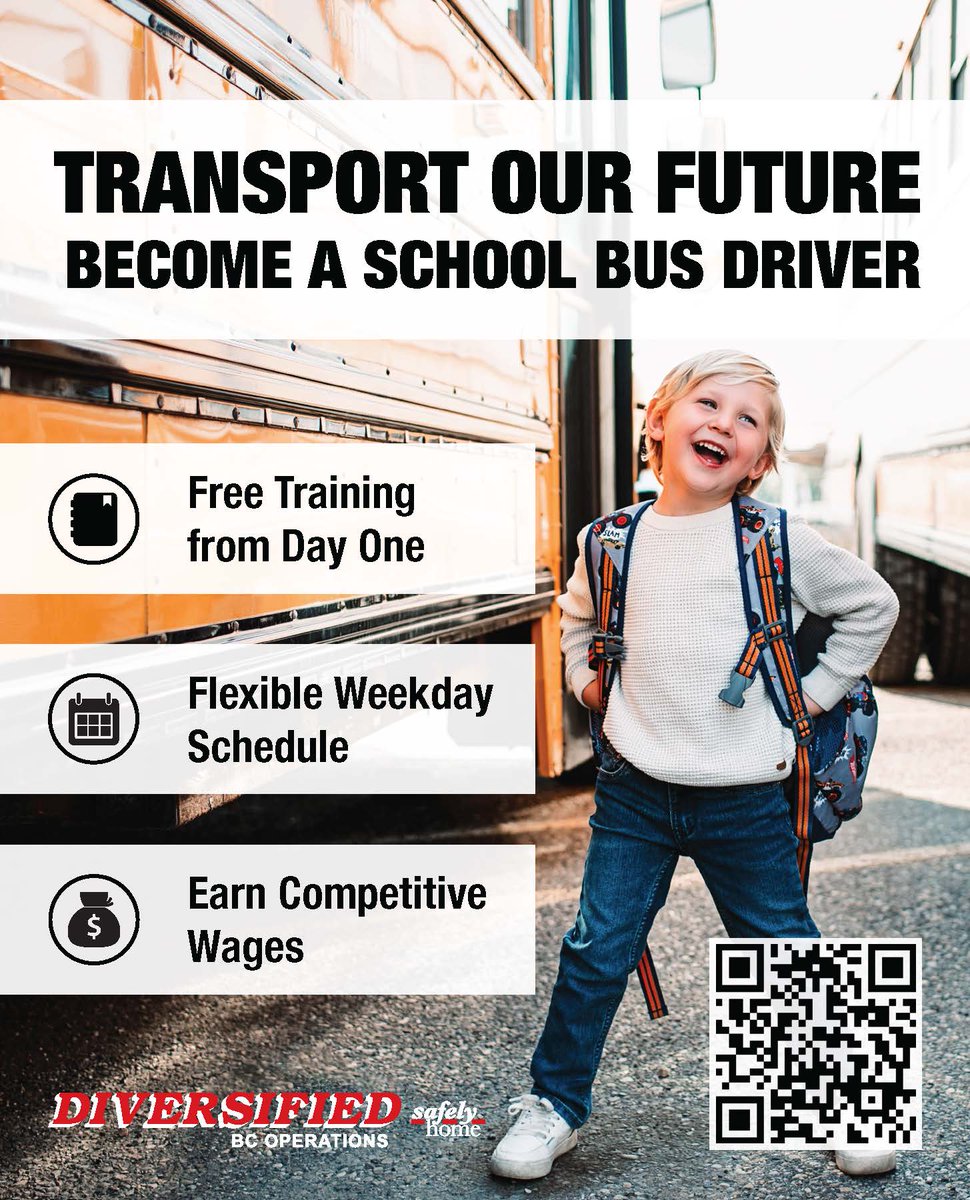 Transport our Future! Become a School Bus Driver! 
Make a difference in our students' daily journey. Apply now: diversifiedbus.ca/careers/

#DriveWithUs #SchoolBusDrivers