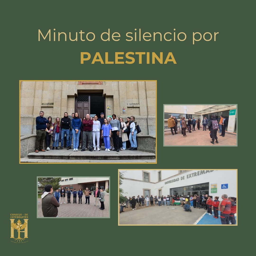 🕊️ Hoy desde la Universidad de Extremadura hemos mostrado nuestra solidaridad con el pueblo palestino. 

¡Basta ya!