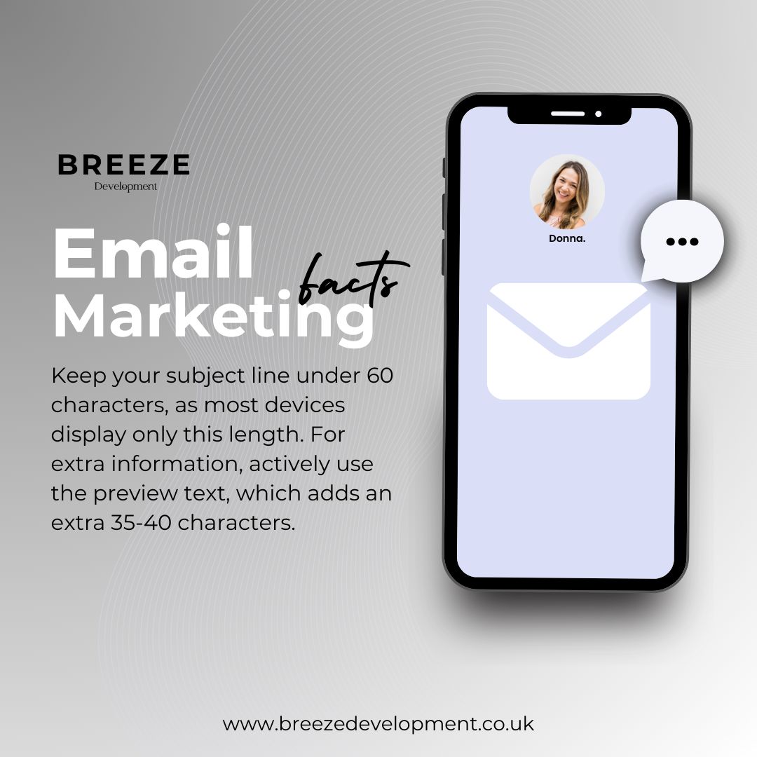 BreezeDevelop's tweet photo. Email Marketing Insight: 💌

Maximise Impact in 60 Characters!
Short &amp; Sweet Subject Lines
Use Preview Text for Extra Info
Make Every Character Count 🚀 #EmailMarketing https://t.co/HoVZpEWWiq