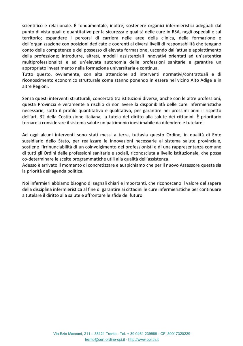 Ordine Professioni Infermieristiche di Trento tweet media