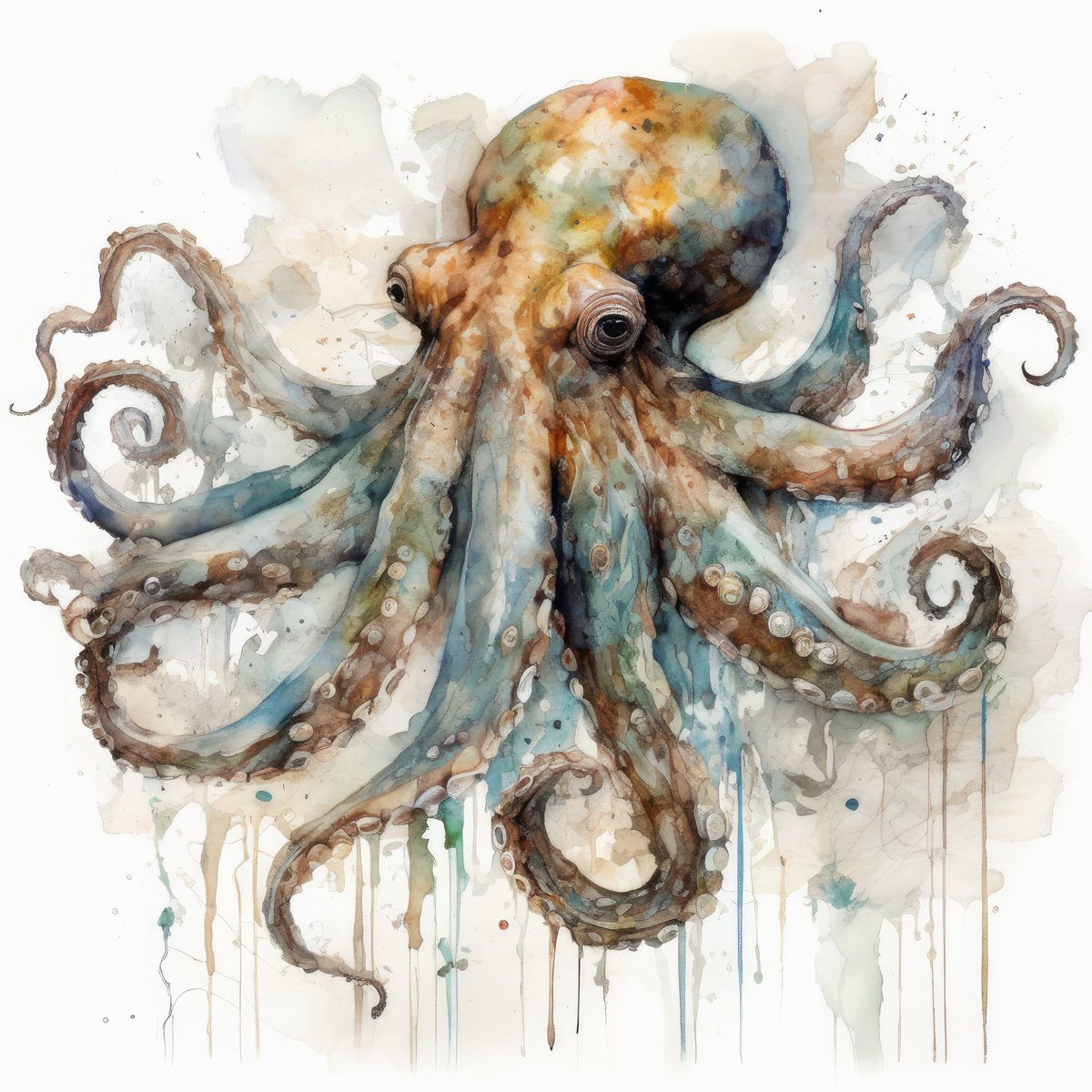 Mysteries of the Deep: Majestic Octopus Portrait #Octopus #UnderwaterCreature #MarineLife #OceanicBeauty #AquaticWildlife #Tentacles #MarineArt #UnderwaterWorld #SeaMonster