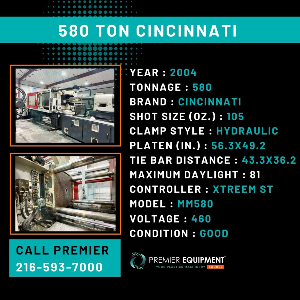 Have you checked out our 2004 580 Ton Cincinnati? Check here for more specs, buypremier.com/product/2004-5… and give us a call 216.593.7000.

#BuyPremier