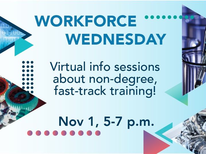 WakeTechWCE's tweet photo. Wake Tech WCE Workforce Wednesday virtual open house.
Online information sessions will be held for the following programs:
 BioWork, IT Certifications, Health Sciences, Apprenticeships, Spanish-language programs.  https://t.co/JCfOacD4zO
#waketech #TriangleTuesday https://t.co/X52rt883Yi