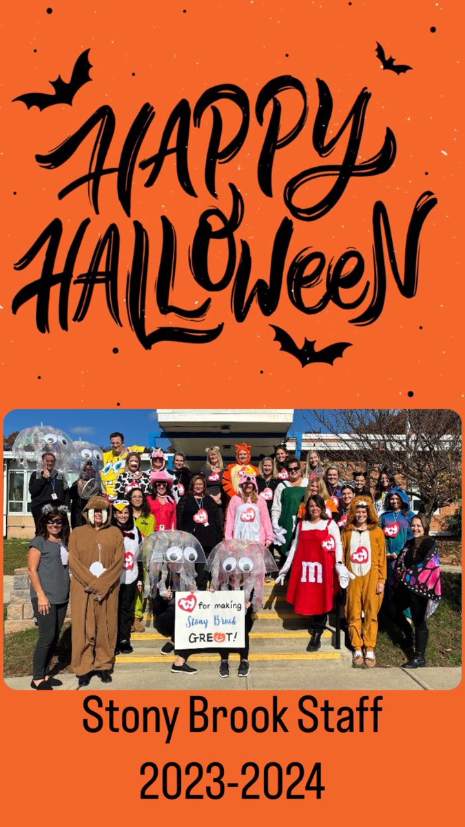 StonyBrookElem's tweet photo. A HUGE TY to our SB beanie baby teachers who help to make Halloween a scary good day at Stony Brook! We love you all! ♥️🐬
Happy Halloween! 🎃🧡🖤
#SBhasHEART https://t.co/ld0ihwxexR
