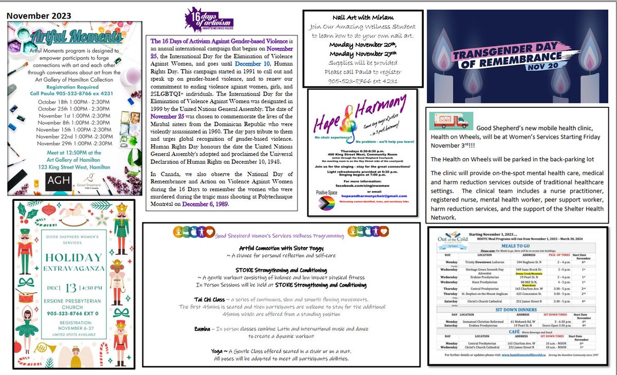 Good Shepherd Women's Services Wellness Program Calendar for November!! <a href="/GoodShepherdHam/">Good Shepherd</a> #DomesticViolenceAwarenessMonth #RemembranceDay #TDOR #16DaysOfActivism  💜