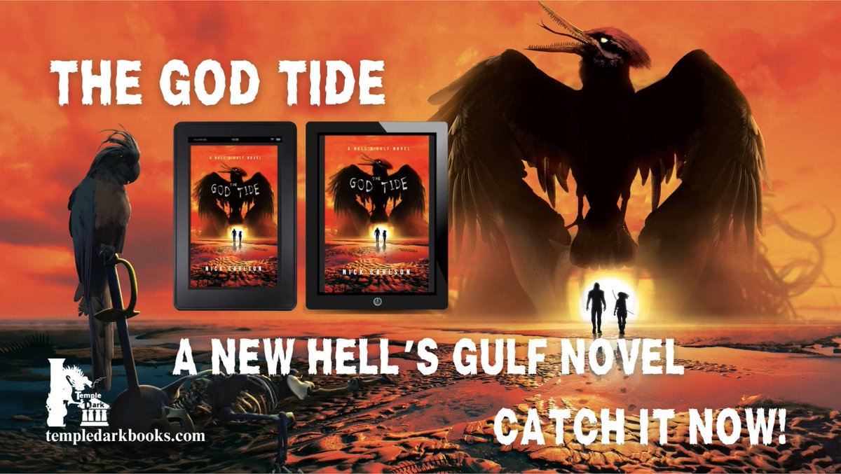 'Razor-sharp wit and dark sense of humor...a rollicking return to the enigmatic Hell's Gulf.' - @baz_black 

Today of all days, Halloween, sees the release of my new #horror novel, THE GOD TIDE, a prequel to Hell's Gulf, from @TempleDarkBooks. Find out more information below: