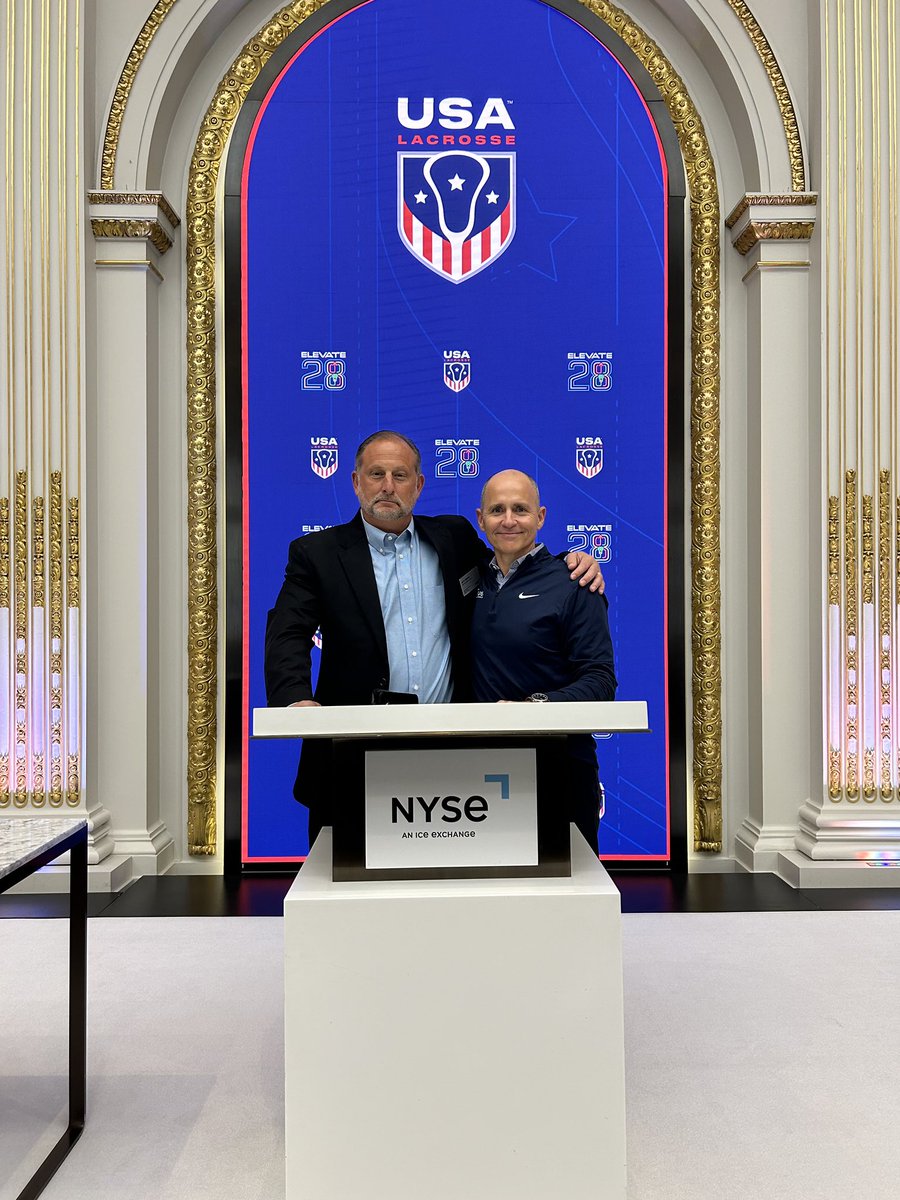 So incredibly honored to be at the @NYSE today to celebrate @USA_Lacrosse and begin ELEVATE28! Thrilled to be there with @DUCoachTierney and former @HofstraMLAX student-athlete and current USA Lacrosse CEO @MarcRiccio21. #PrideOfLI