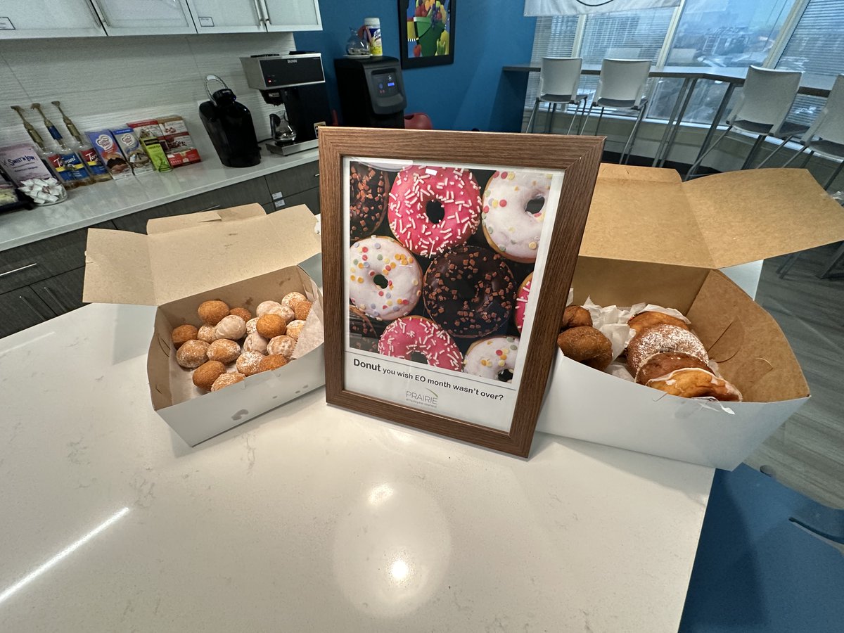 PrairieCapAdv's tweet photo. “Donut” you know? Currently, there are 400,000 + #employeeowners in the United States. That is a great thing to celebrate! Prairie celebrated the final day of #EOmonth with donuts. https://t.co/kzNg9Strud