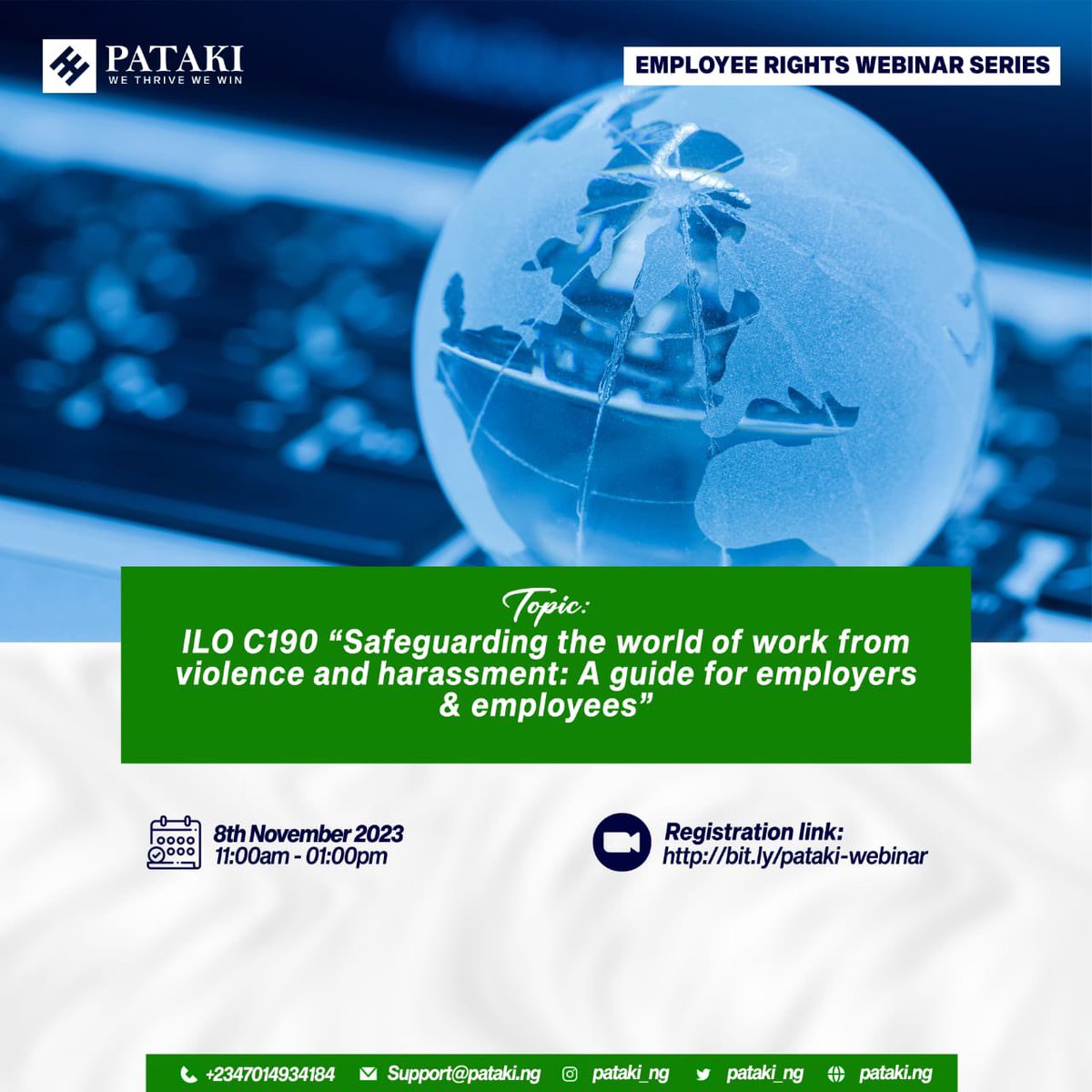 In this webinar, we will be looking at violence and harassment as described in the @ilo.org convention and how it affects Nigerian workers and employers.
Registration link: bit.ly/pataki-webinar or Click on the link in our bio.

#rema #labourrights #AriseTv