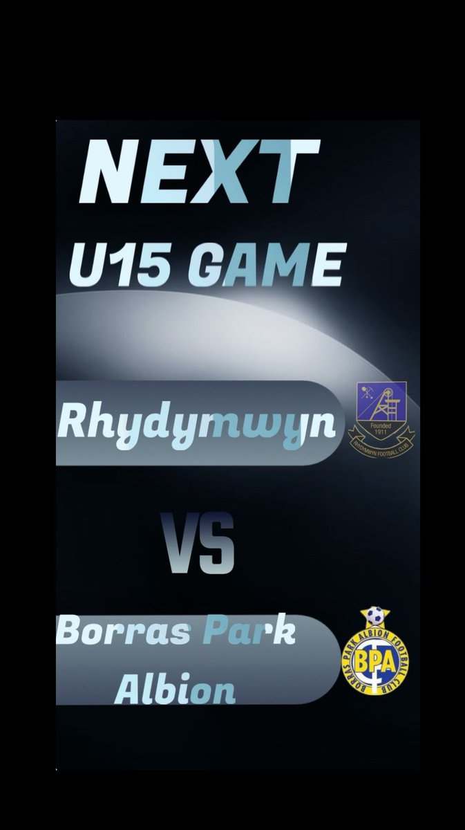 NEWFA cup action this Saturday 
📍 Vicarage Road, Rhydymwyn FC
⏰ 09:45am KO