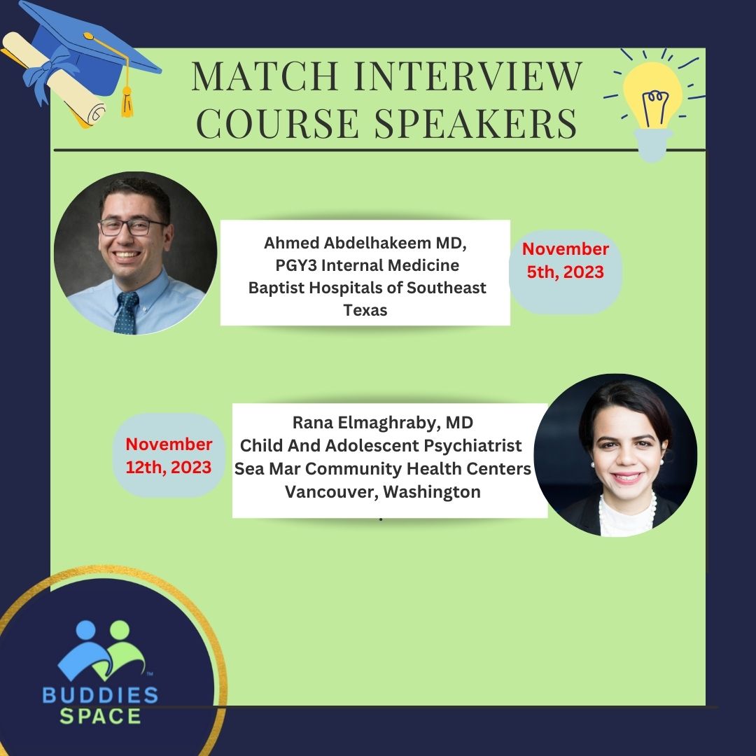 BuddiesSpace's tweet photo. We're back with another residency interview preparation course! Sign up with code "match50" at https://t.co/VXD6GLdqer to avail a 50% discount and a chance to learn from residents and attendings about the interview process and how to ace them! #Match2024 https://t.co/0okcKYWtoc