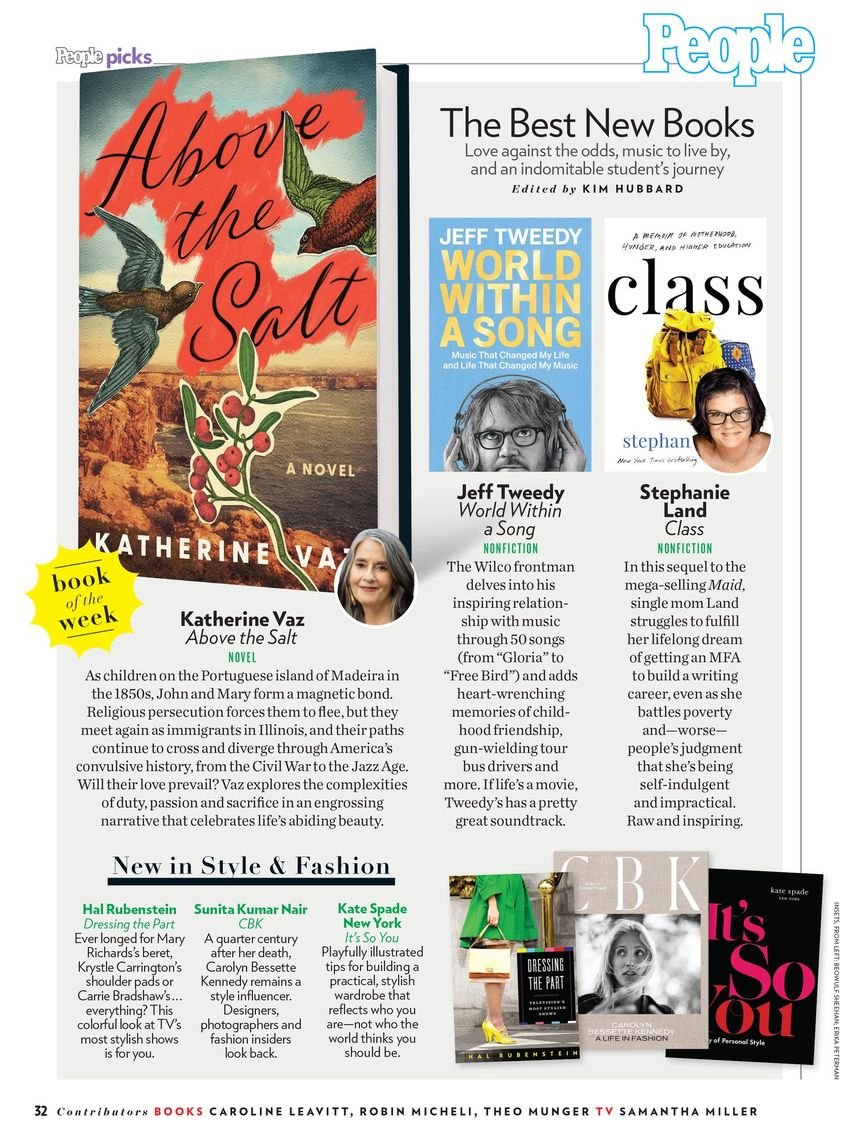 TopangaHippie's tweet image. Above the Salt by Katherine Vaz is BOOK OF THE WEEK AT PEOPLE MAGAZINE!  @KatherineVaz1
