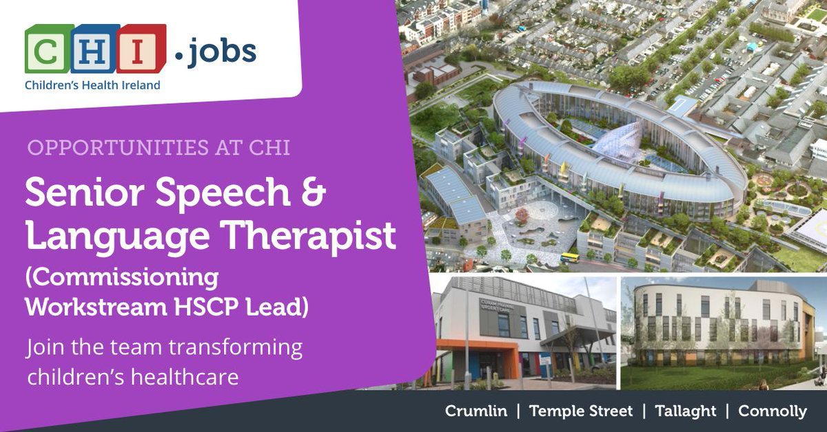 Become part of our diverse but really inclusive community at Children’s Health Ireland. Applications are invited for the role of Senior Speech & Language Therapist (Commissioning Workstream HSCP lead)

buff.ly/45Nzeji   

Role closes on 15 Nov 2023, 18:00

#chijobs