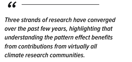 A nice write-up of our CLIVAR Pattern Effect Workshop, highlighting consensus points that emerged out of discussions between scientists from many subfields. It was an exciting workshop, which has hopefully laid the foundation for much collaborative research in the years ahead