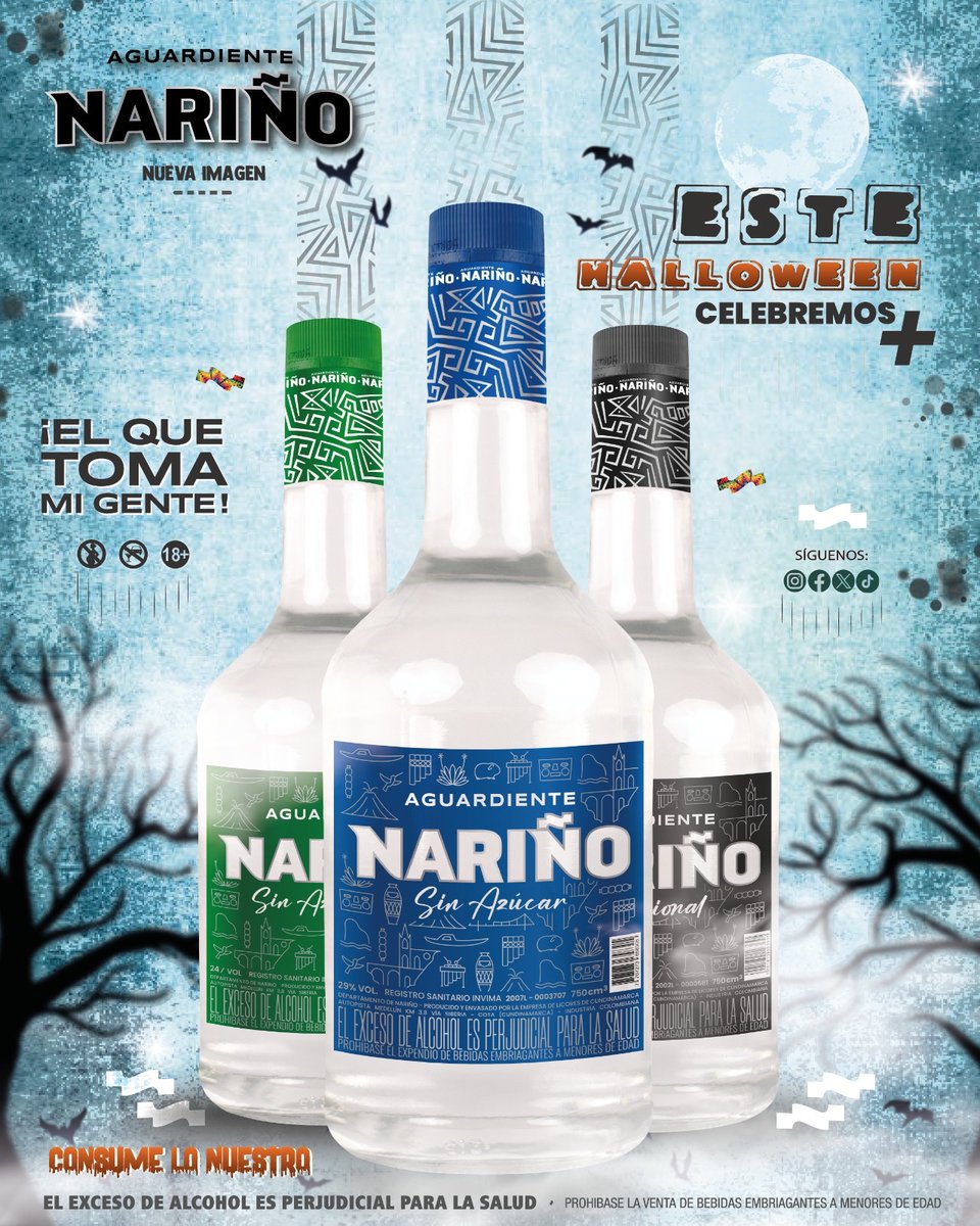 🎃👻 ¡Celebremos Halloween con el espíritu de nuestra tradición en cada sorbo! 🎃👻

💙🥇¡Aguardiente Nariño celebremos más!

•𝓬𝓸𝓷𝓼𝓾𝓶𝓮 𝓵𝓸 𝓷𝓾𝓮𝓼𝓽𝓻𝓸•
🔰Aguardiente Nariño

¡🆂🅾🅼🅾🆂 🅵🅸🅴🆂🆃🅰 🆂🅾🅼🅾🆂 🅰🅻🅴🅶🆁🅸🅰!

#AguardienteNariño
#Halloween2023