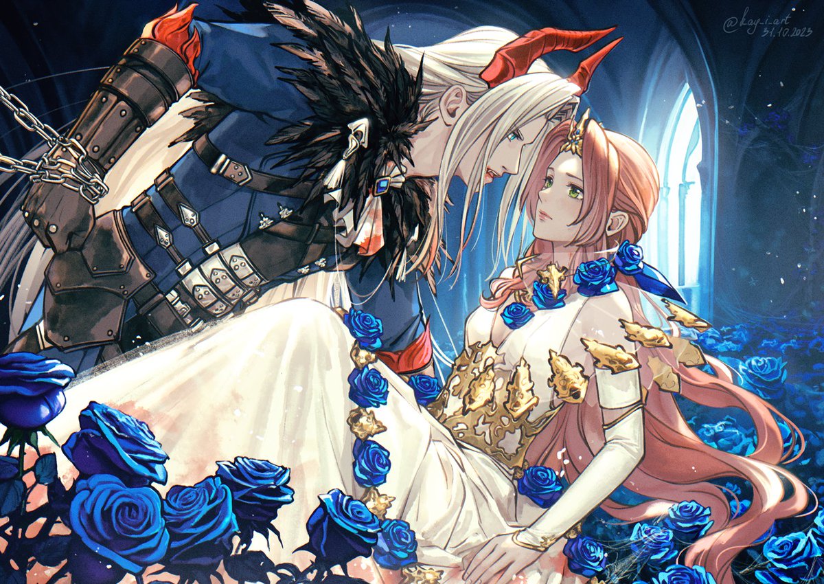 Nightmares for #ffviihalloween2023 
(he's her nightmare, she's his nightmare)
#セフィエア #Sephiroth #Aerith  #FF7EC