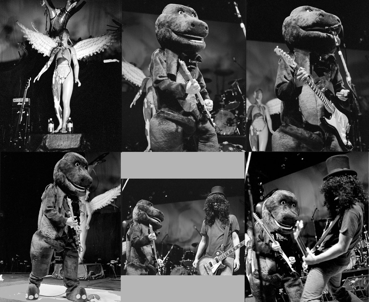 🎃 Happy Halloween, Legends! 🎃 On This Day 30 years ago... Nirvana played a Halloween Night concert in Akron, Ohio. Kurt Cobain took the stage in a giant Barney The Dinosaur Costume. Pat Smear dressed as Slash and Dave Grohl dressed as a mummy. #Nirvana #KurtCobain #DaveGrohl