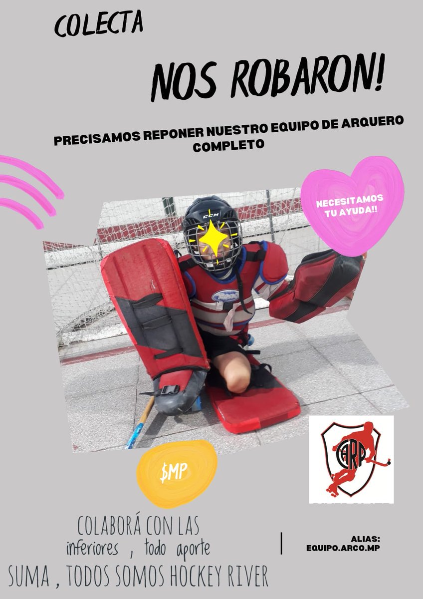 AnguloMartin's tweet photo. A los chicos de 4 a 8 años de hockey de River les robaron todos los equipos y juntan plata para reponerlos. Para quien pueda colaborar 👇👇 https://t.co/Eh1jdw2wq7