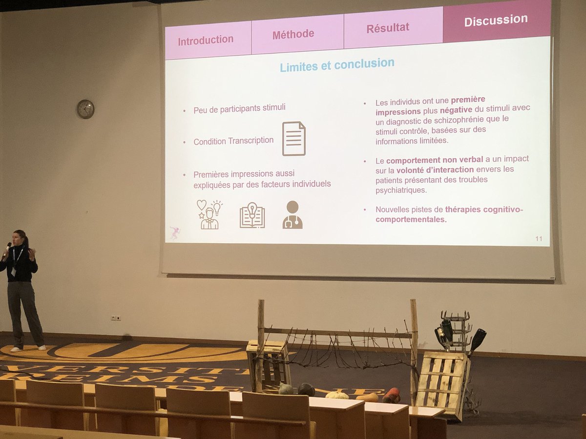 📍<a href="/acaps2023/">ACAPS Reims 2023</a> 👏2nd series of talks from PhD candidate at <a href="/EuroMov/">EuroMovDigitalHealthMotion @euromovdhm.bsky.social</a> 🟪
✅#ParisiMathilde Implicit stigma of schizophrenia: the role of emotional contagion and mimicry 
✅<a href="/JulietteLozanoG/">Juliette Lozano-Goupil</a>   Negative first impression of schizophrenia and depressive patients based on social behavior