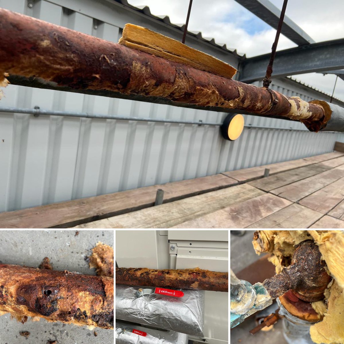 DruggittHarding's tweet photo. 👻 Happy Halloween 👻 
(Check out the last photo of some scary pipework)💀

Recently we completed a project in West Yorkshire which consisted of-
🎃 Replacing steel pipework to the air handling units 
🎃 Installation of 2 cylinders 
🎃 Re routed 4” heating mains
🎃 and much more https://t.co/9gHjd7n3j8