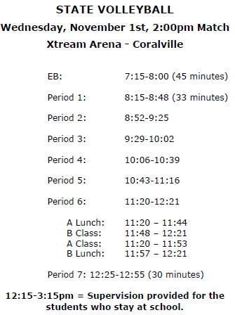 MVHSOfficeNews's tweet photo. Congrats to @CoachWillems and #mvvb on their WIN!  On to the Semis!!

MVHS - here is the bell schedule for Wednesday. https://t.co/C1PNqZFRC7
