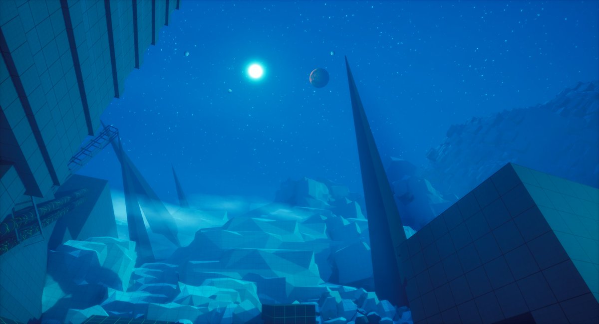 Jeff_J_Persson's tweet photo. To wrap up #Blocktober im gonna post a cursed/forbidden trick. 
You want to have cool lighting from multiple directions?
The answer is very simple: Just have Two Suns!! 

Thank you for coming to my Ted Talk. 
#UE5 #JustLDThings https://t.co/qgnzm06x0j