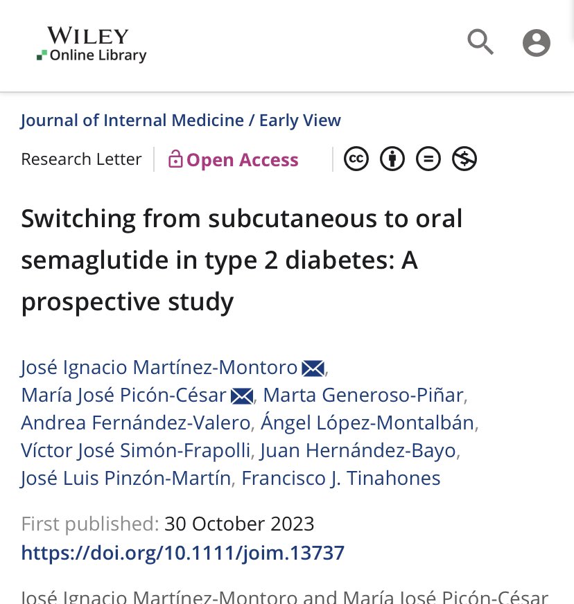Francisco Tinahones (@drtinahones) on Twitter photo Cambio de semaglutide subcutáneo por oral experiencia del <a href="/HUVV_SAS/">Hospital Clínico Virgen de la Victoria</a> , publicado en <a href="/JInternMed/">JIM - Journal of Internal Medicine</a>. No cambios de peso y ligero aumento de HbA1c <a href="/SociedadSeedo/">SEEDO</a> <a href="/sociedadSEEN/">Sociedad SEEN</a> <a href="/SEDiabetes/">SED Diabetes</a> pubmed.ncbi.nlm.nih.gov/37902577/ <a href="/DiegoBellido2/">Diego Bellido</a> <a href="/cristinatejerap/">Cristina Tejera</a> <a href="/fjavesc/">Javier Escalada #Yoelijoendocrino</a> Cambio de semaglutide subcutáneo por oral experiencia del <a href="/HUVV_SAS/">Hospital Clínico Virgen de la Victoria</a> , publicado en <a href="/JInternMed/">JIM - Journal of Internal Medicine</a>. No cambios de peso y ligero aumento de HbA1c <a href="/SociedadSeedo/">SEEDO</a> <a href="/sociedadSEEN/">Sociedad SEEN</a> <a href="/SEDiabetes/">SED Diabetes</a> pubmed.ncbi.nlm.nih.gov/37902577/ <a href="/DiegoBellido2/">Diego Bellido</a> <a href="/cristinatejerap/">Cristina Tejera</a> <a href="/fjavesc/">Javier Escalada #Yoelijoendocrino</a>