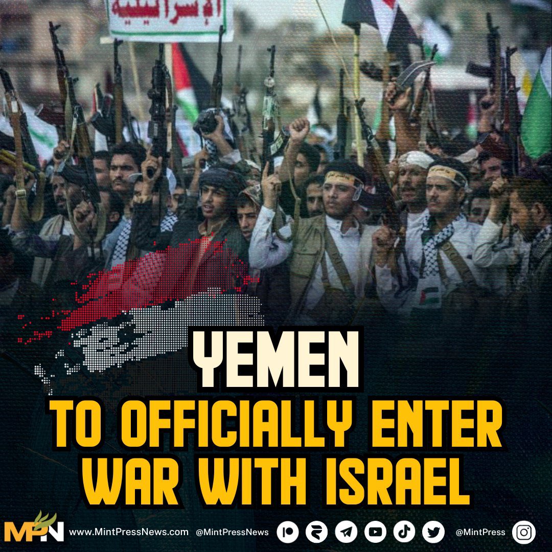 ahsansabir57's tweet photo. 🇾🇪🇮🇱 Yemen has announced they are now AT WAR WITH ISRAEL.
🚨🇾🇪 This comes after a recent escalation that saw resistance groups in Yemen launch missiles and drones towards the Zionist entity.
#Yemen #trueMuslim #BallonDor #StopGenocideInGaza #غزة_تنتصر #Gaza #FreePalestine https://t.co/oajqLfyQqE
