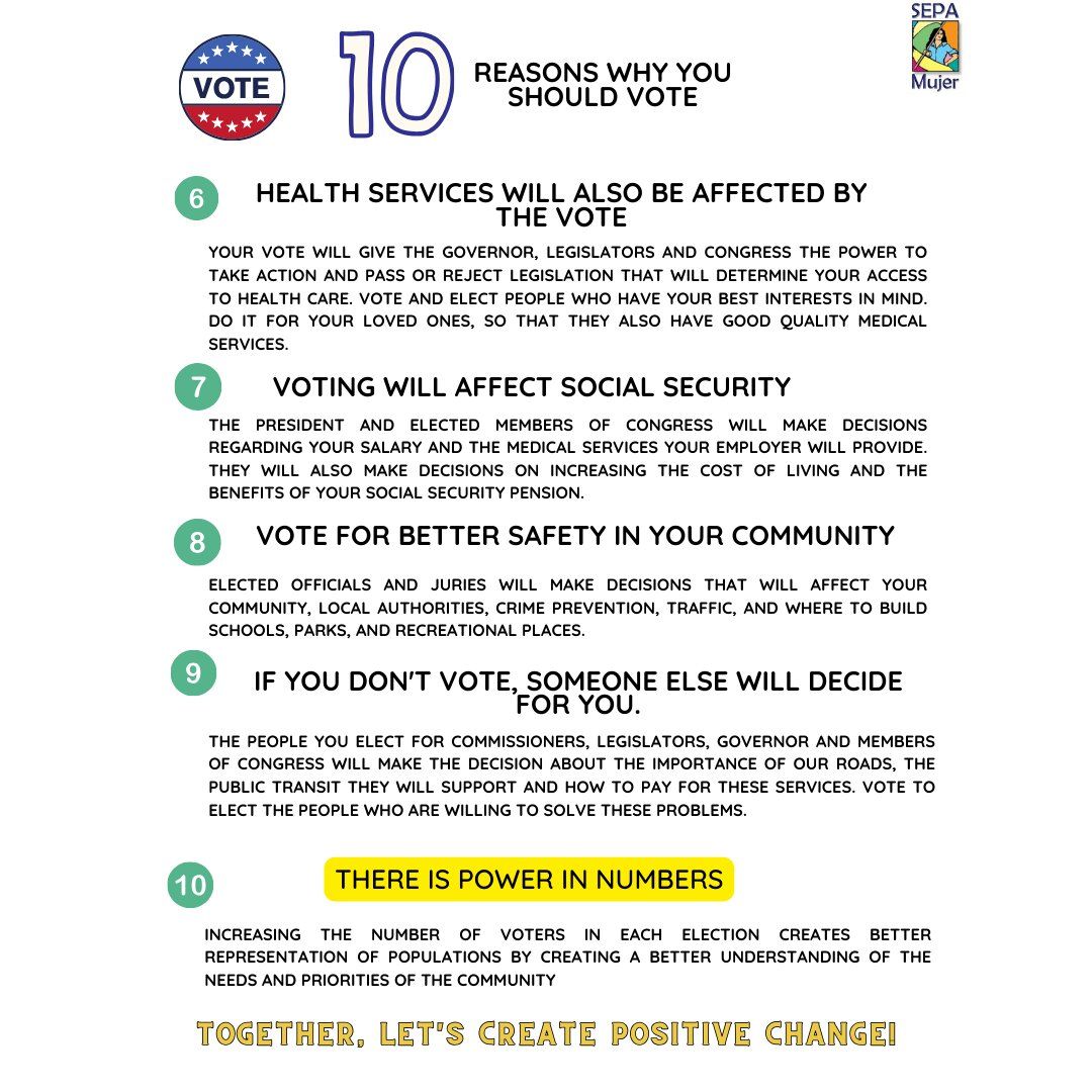 Election Day is ONE WEEK AWAY! If you're thinking of reasons to go to the polls, we'll give you 10! 🗳️