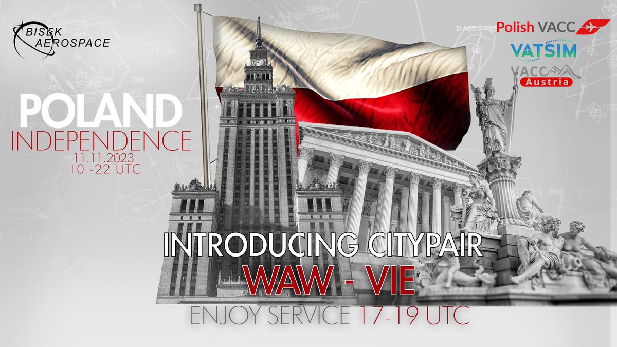During #IndependenceDay2023 you will have a chance to enjoy full ATC during our CityPairs! At the last, but not least, our friends from <a href="/vaccaustria/">VACC Austria</a> invites you to the Wien (LOWW) and Innsbruck (LOWI) - all between 17 and 19 UTC! Find more details on independence.plvacc.pl!