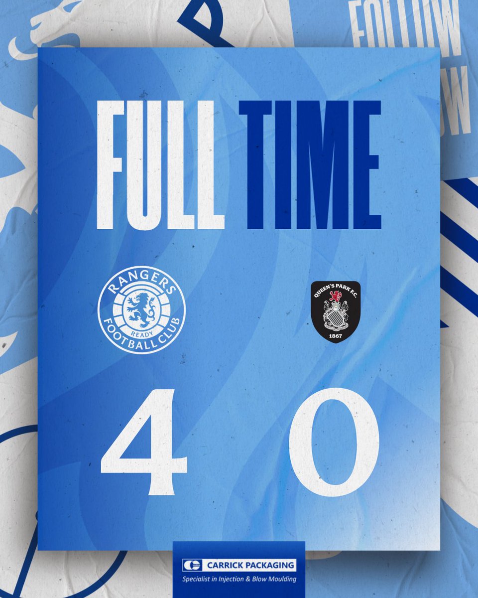 🙌 A dominant team display at the Training Centre. Rangers 4 - 0 Queen's Park