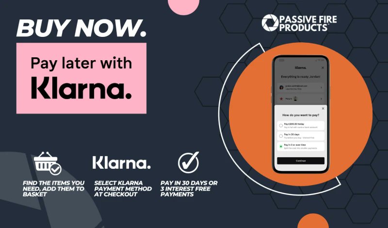 passivefireuk's tweet photo. Buy Now Pay Later with Klarna. Spread the cost of your project over 30 days or 3 interest free payments! Shop Now https://t.co/7n0xkxzuAY

#fire #firestopping #firesafety #intumescent #fireprotection #passivefireproducts https://t.co/yLN7dKMsJD