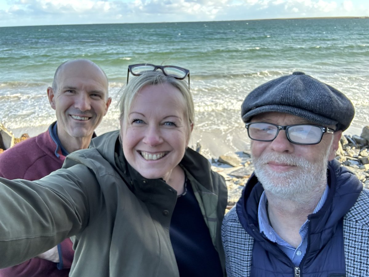A fabulous lunchtime walk with one of our GPs, Andy & @stephenOHAC during our visit to #Sanday today #Orkney #TeamOrkney