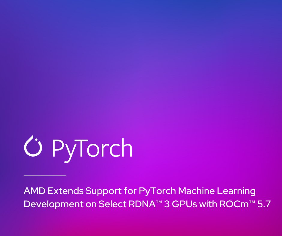 Researchers and developers working with ML models and algorithms using PyTorch can now use AMD ROCm 5.7 ⚡🙌 Learn more on our blog: hubs.la/Q027fXch0