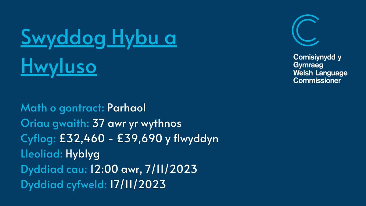 📢 SWYDD NEWYDD ❓ Eisiau gweithio gyda ni? 👇 Mae gennym gyfle cyffrous i berson brwdfrydig ymuno â ni fel Swyddog Hybu a Hwyluso. 👉 Mwy o wybodaeth: buff.ly/3D23EjJ