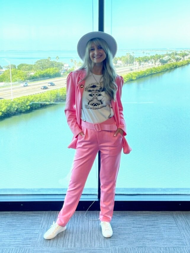 Oppie Barbenween, y'all 👻 Halloweening at work. A haunted place where I DEF think about dying, but a lil less today 💫 Bye, Barbie!  #Halloween #barbenheimer #work