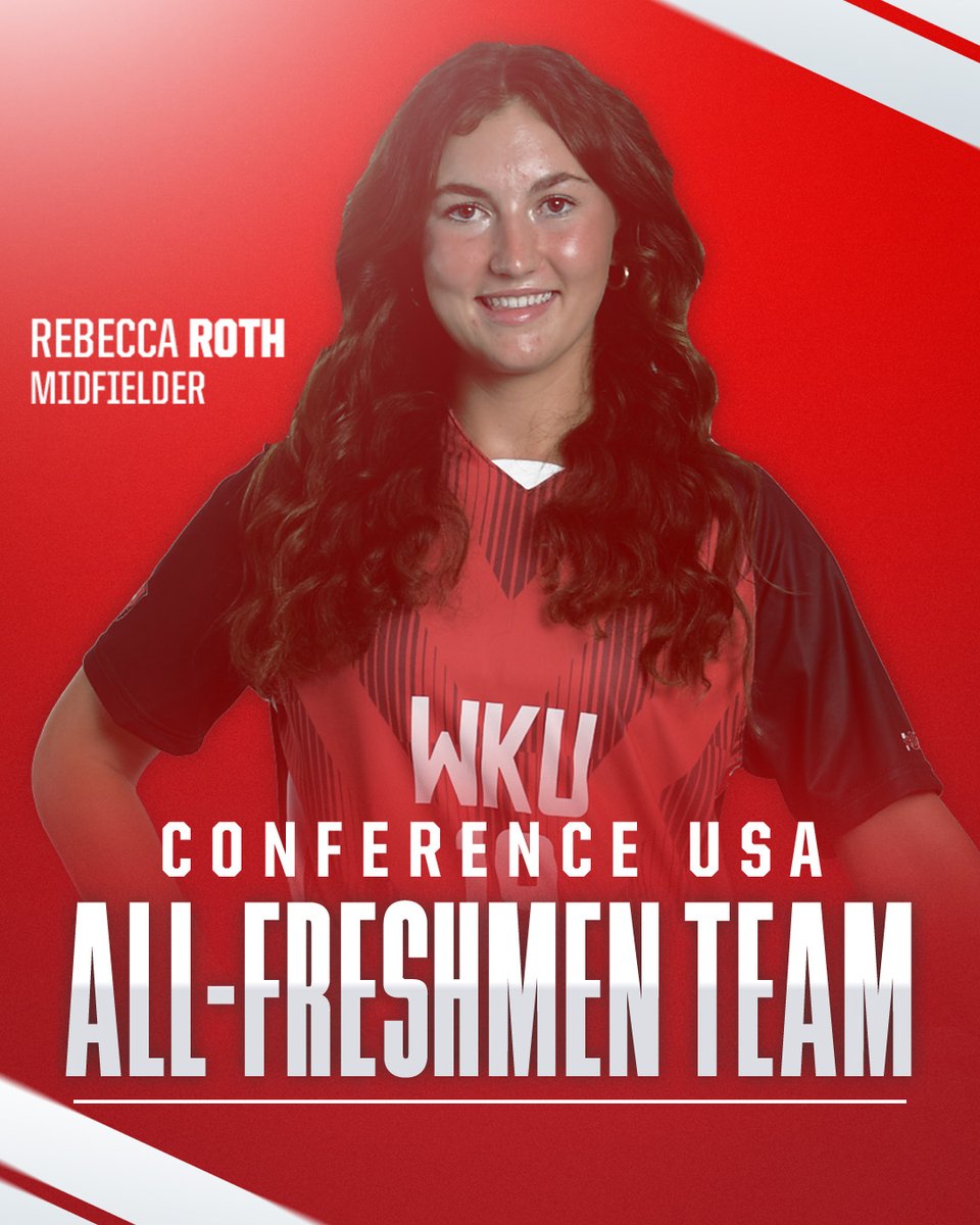 WKU_Soccer's tweet photo. 🏅 𝐂𝐔𝐒𝐀 𝐀𝐥𝐥-𝐅𝐫𝐞𝐬𝐡𝐦𝐞𝐧 𝐓𝐞𝐚𝐦 🏅

One of the best! Congrats to Rebecca Roth on earning All-Freshmen Team honors!

#GoTops https://t.co/5gWxwA4TXQ