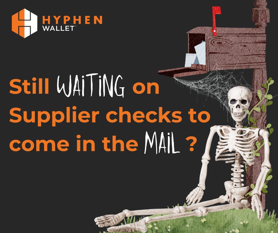Not only can waiting on a check in the mail can be spooky...it can also take a while. 👻

Why not choose how you want to get paid with Hyphen Wallet? 

Learn more about Hyphen Wallet for Suppliers here: bit.ly/Wallet_Supplie…