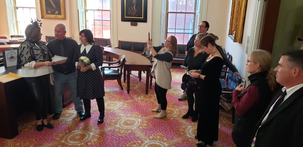 Just crashed the wedding of two SALEM residents at City Hall on Halloween. With assistant clerk/Bat Woman Maureen Fisher officiating, meet newlyweds Bryan Fisher (no relation) and Chris Morneau!